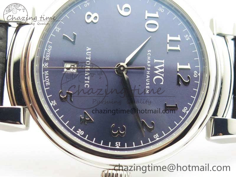 Da Vinci IW356601 SS TW 1:1 Best Edition Blue Dial On Black Leather Strap A2892