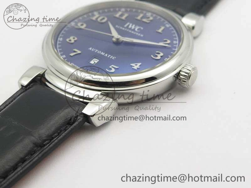 Da Vinci IW356601 SS TW 1:1 Best Edition Blue Dial On Black Leather Strap A2892