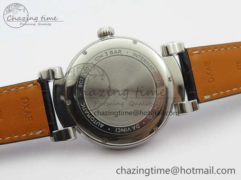 Da Vinci IW356601 SS TW 1:1 Best Edition Blue Dial On Black Leather Strap A2892