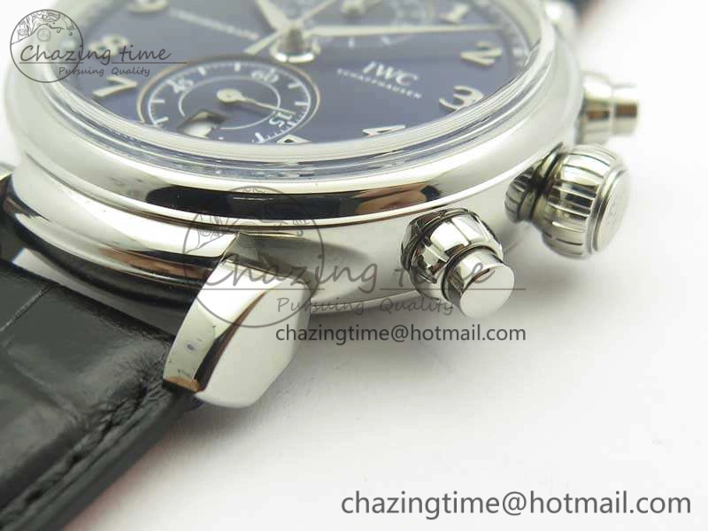 Da Vinci IW393402 SS ZF 1:1 Best Edition Blue Dial On Black Leather Strap A7750