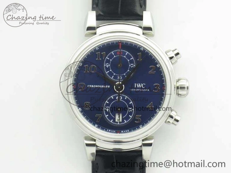 Da Vinci IW393402 SS ZF 1:1 Best Edition Blue Dial On Black Leather Strap A7750