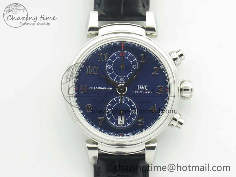 Da Vinci IW393402 SS ZF 1:1 Best Edition Blue Dial On Black Leather Strap A7750