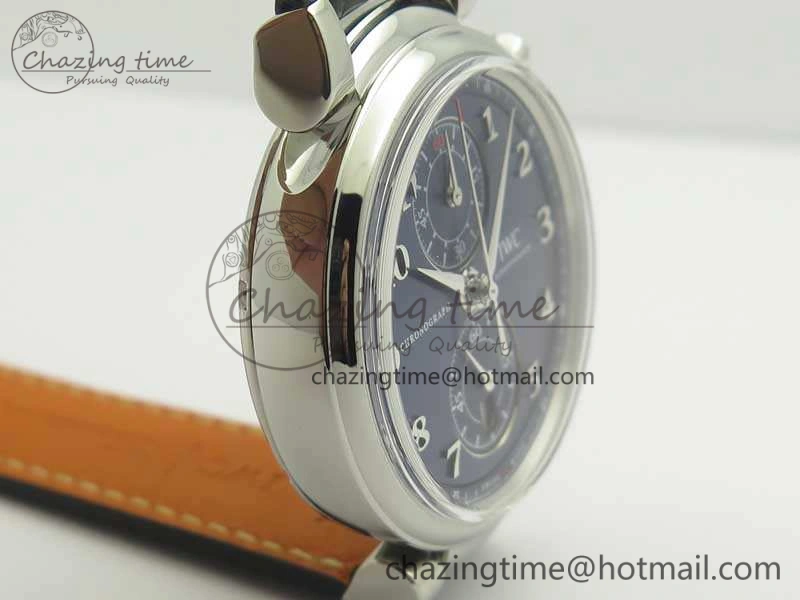 Da Vinci IW393402 SS ZF 1:1 Best Edition Blue Dial On Black Leather Strap A7750