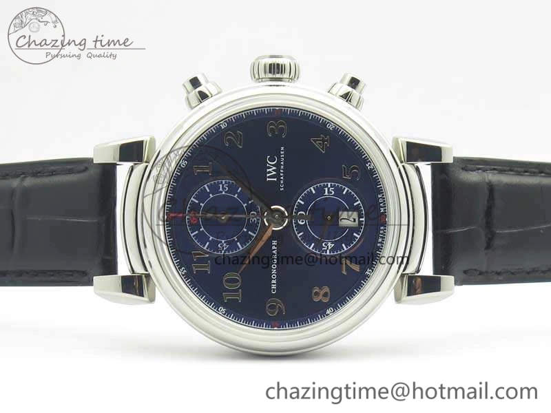 Da Vinci IW393402 SS ZF 1:1 Best Edition Blue Dial On Black Leather Strap A7750