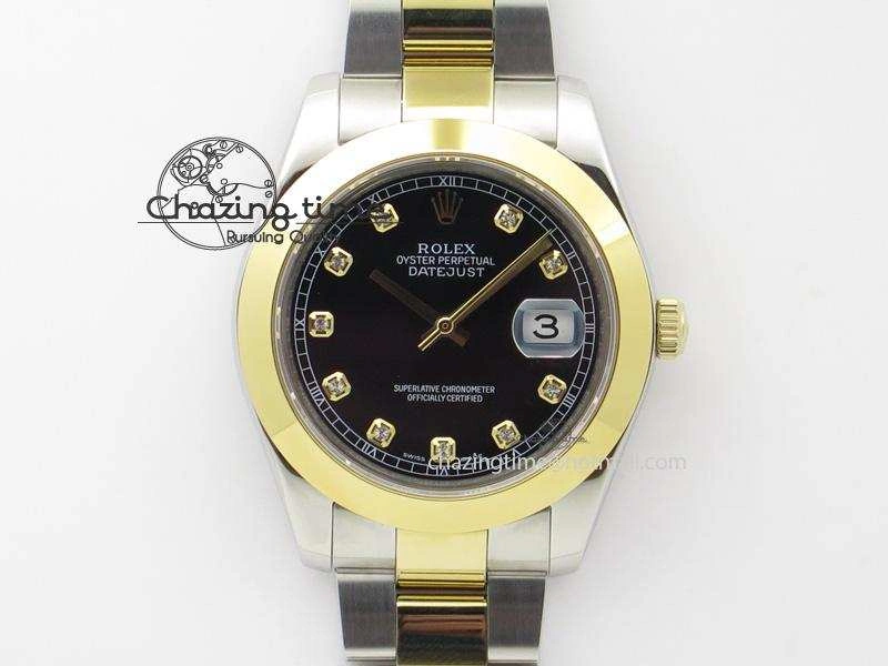 DateJust 116203 BP-Maker Best Edition SS YG Black Dial Diamond On Oyster Bracelet 36MM A2824