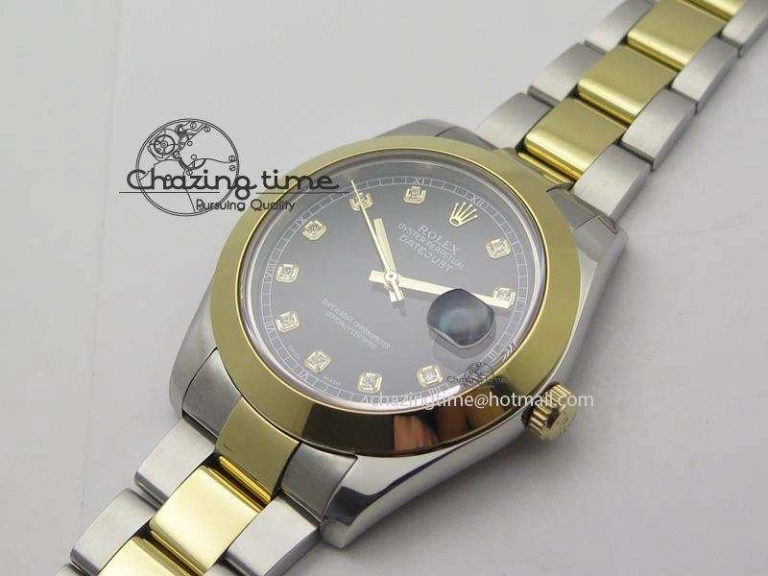 DateJust 116203 BP-Maker Best Edition SS YG Black Dial Diamond On Oyster Bracelet 36MM A2824