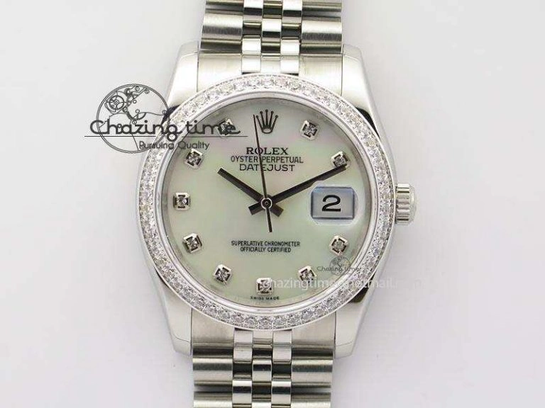 DateJust 116234 BP Best Edition SS White MOP Dial Diamond Markers On SS Bracelet A2824 V2