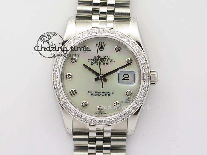 DateJust 116234 BP Best Edition SS White MOP Dial Diamond Markers On SS Bracelet A2824 V2