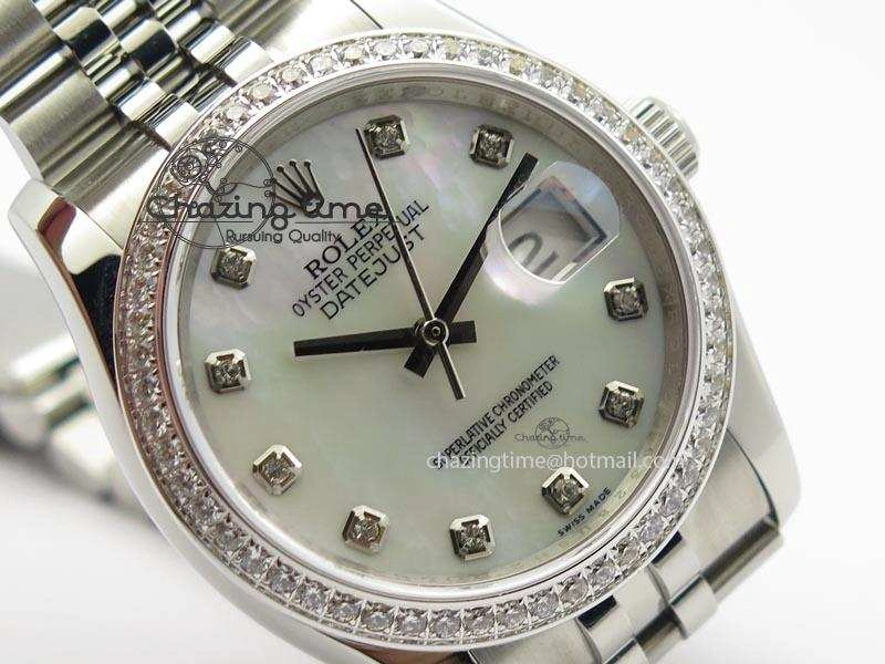 DateJust 116234 BP Best Edition SS White MOP Dial Diamond Markers On SS Bracelet A2824 V2
