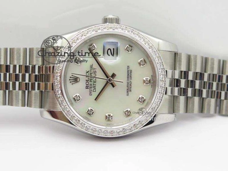 DateJust 116234 BP Best Edition SS White MOP Dial Diamond Markers On SS Bracelet A2824 V2