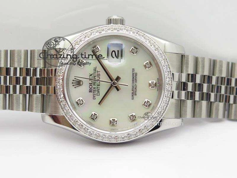 DateJust 116234 BP Best Edition SS White MOP Dial Diamond Markers On SS Bracelet A2824 V2