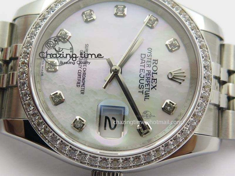 DateJust 116234 BP Best Edition SS White MOP Dial Diamond Markers On SS Bracelet A2824 V2