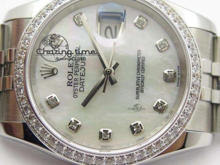 DateJust 116234 BP Best Edition SS White MOP Dial Diamond Markers On SS Bracelet A2824 V2