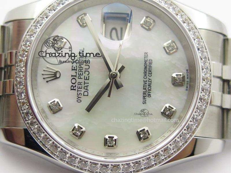 DateJust 116234 BP Best Edition SS White MOP Dial Diamond Markers On SS Bracelet A2824 V2