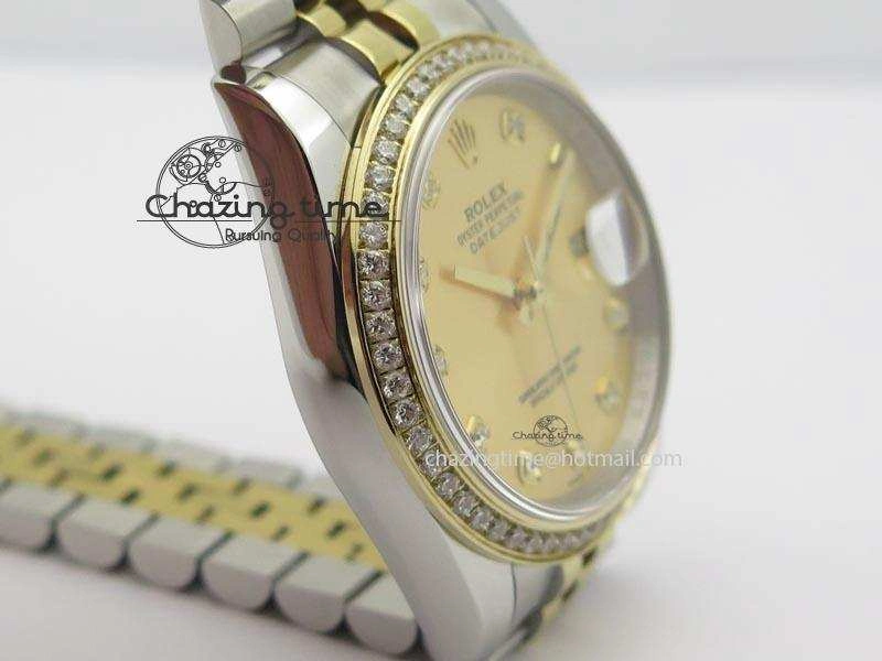 DateJust 116234 BP Best Edition SS YG Gold Dial Diamond Markers On SS Bracelet A2824 V2