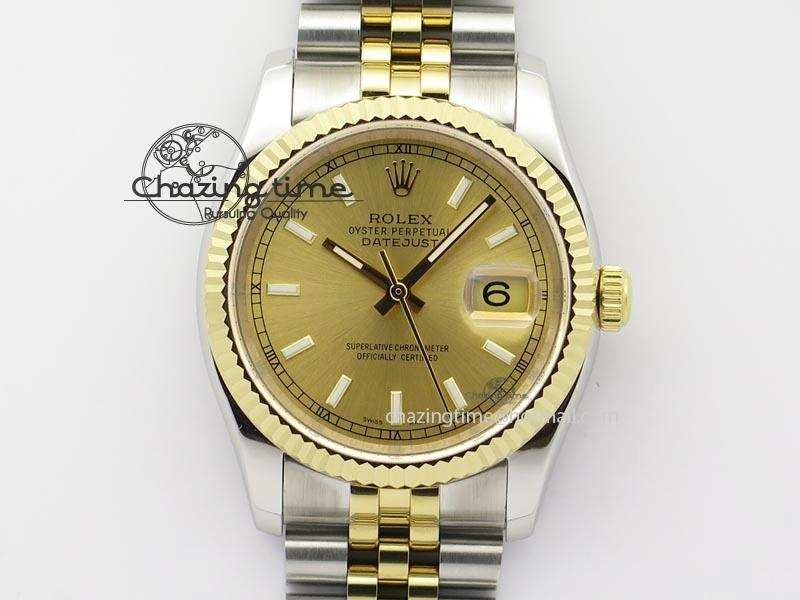 DateJust 116234 BP Best Edition SS YG Gold Dial On SS Bracelet A2824 V2
