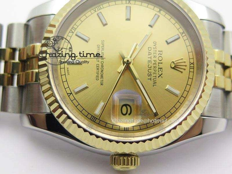 DateJust 116234 BP Best Edition SS YG Gold Dial On SS Bracelet A2824 V2