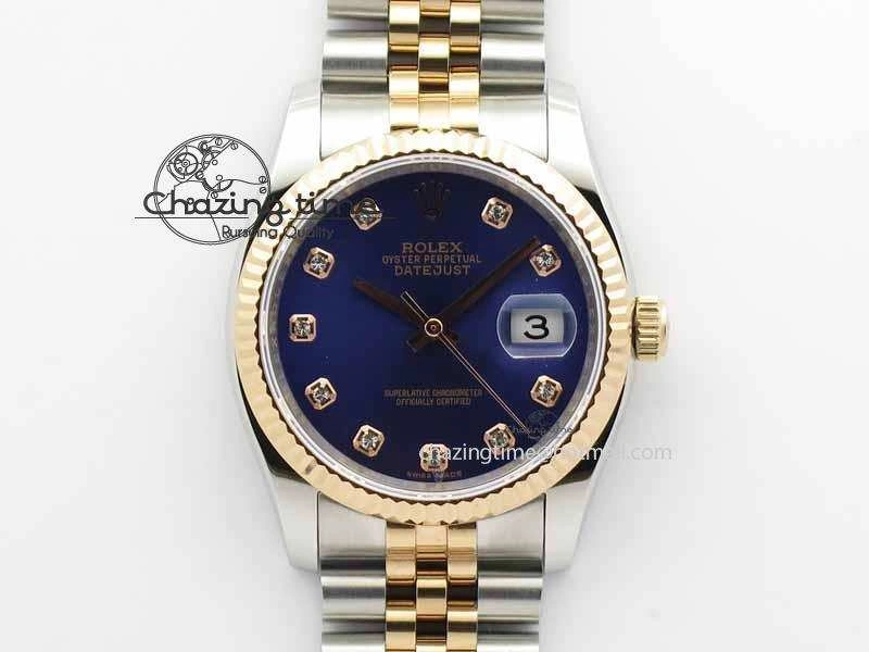 DateJust 116234 SS RG BP Best Edition Blue Dial Diam Markers On SS RG Bracelet SA3135