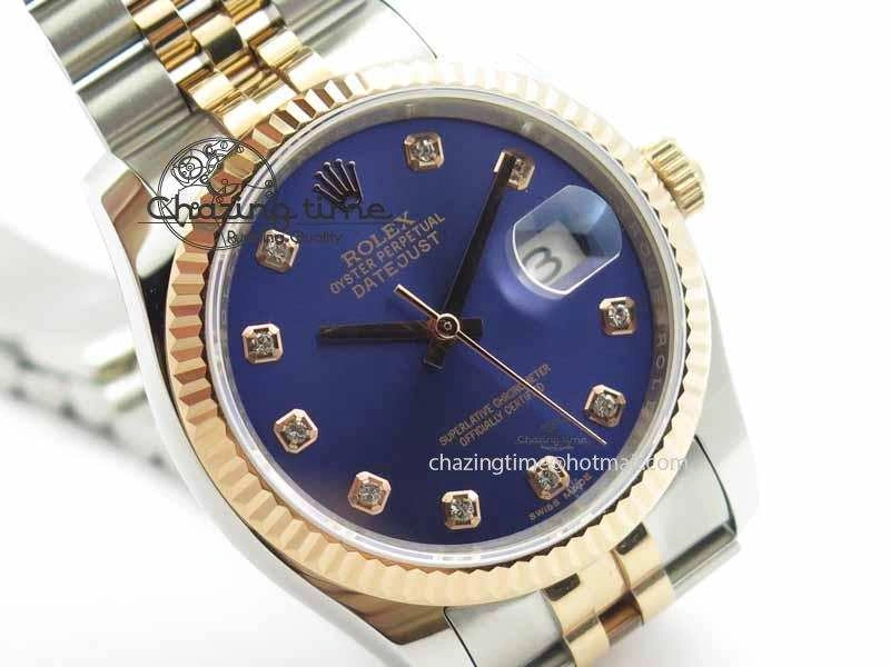 DateJust 116234 SS RG BP Best Edition Blue Dial Diam Markers On SS RG Bracelet SA3135