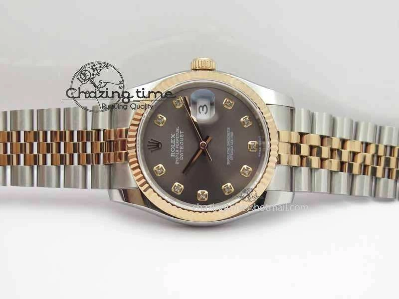 DateJust 116234 SS RG BP Best Edition Gray Dial Diam Markers On SS RG Bracelet SA3135