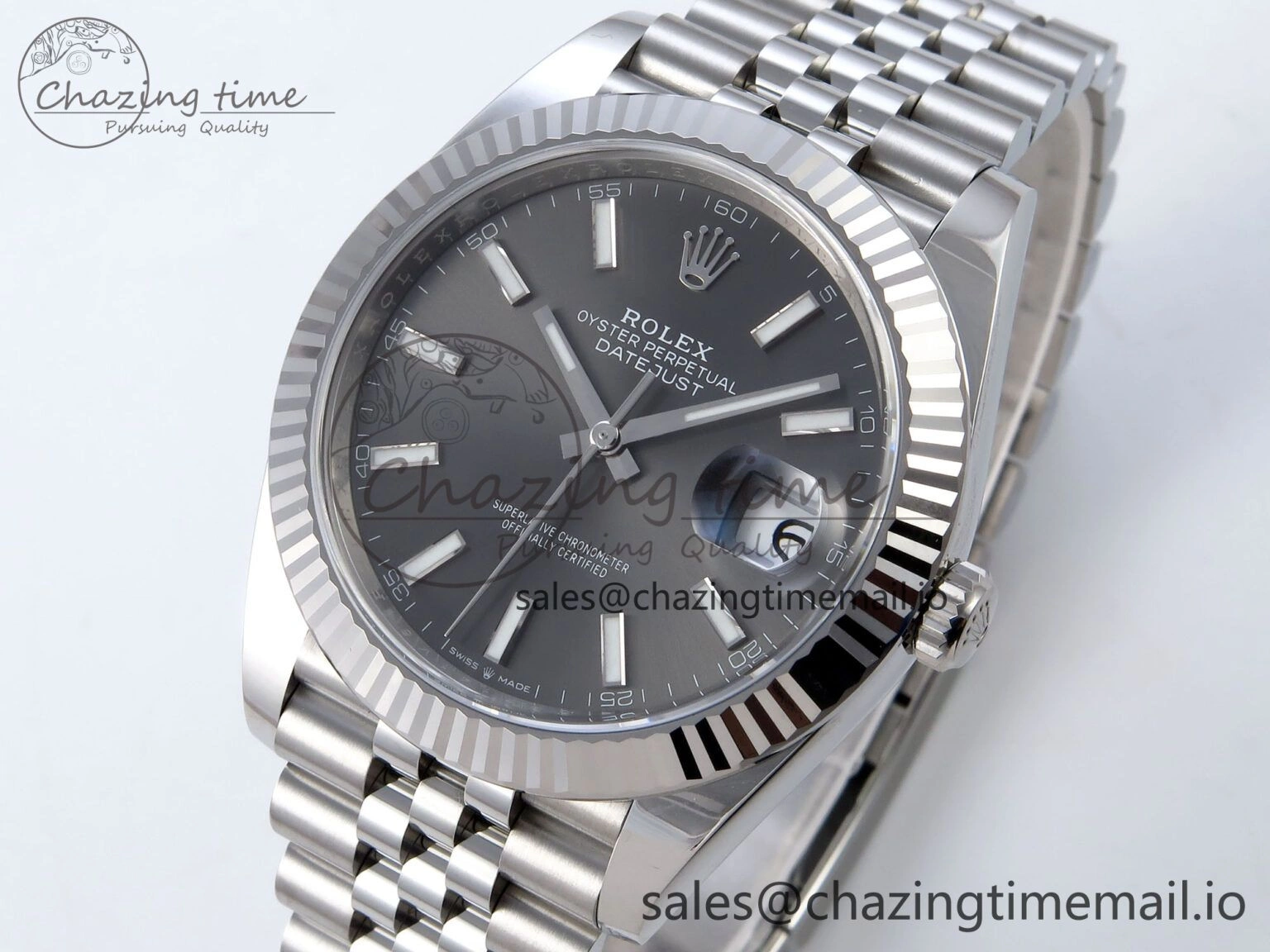DateJust 126334 41mm Clean 1:1 Best Edition 904L Steel Gray Stick Dial on Jubilee Bracelet VR3235