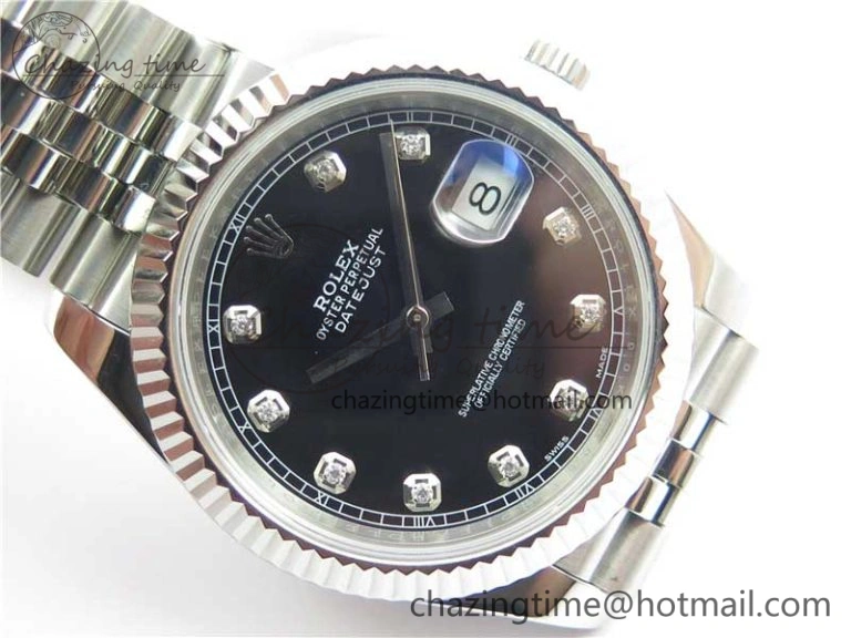 DateJust 126334 SS Noob 1:1 904L Best Edition Black Dial Diamond on Jubilee Bracelet A3235