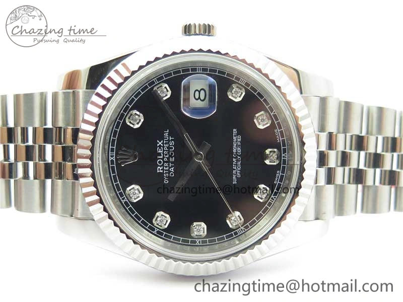 DateJust 126334 SS Noob 1:1 904L Best Edition Black Dial Diamond on Jubilee Bracelet A3235