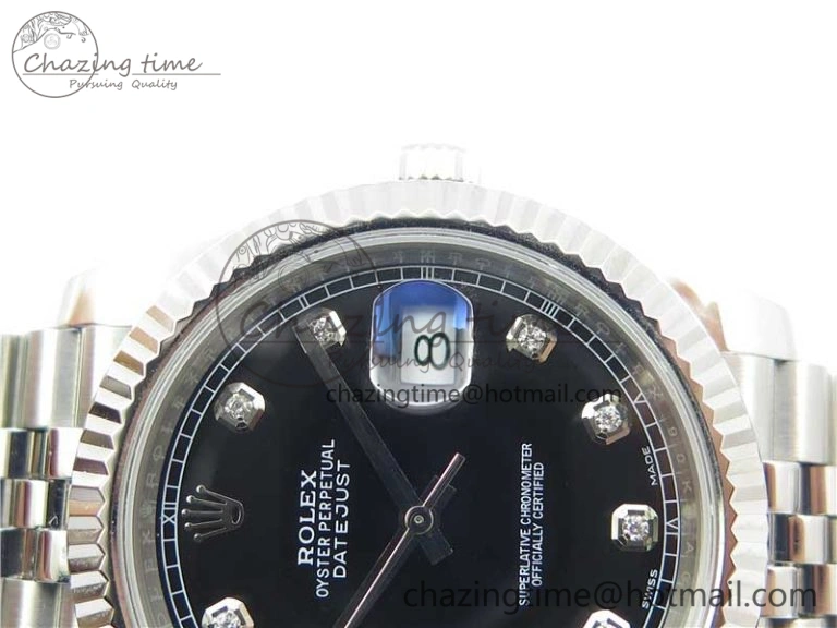 DateJust 126334 SS Noob 1:1 904L Best Edition Black Dial Diamond on Jubilee Bracelet A3235