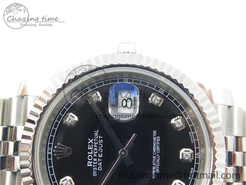 DateJust 126334 SS Noob 1:1 904L Best Edition Black Dial Diamond on Jubilee Bracelet A3235