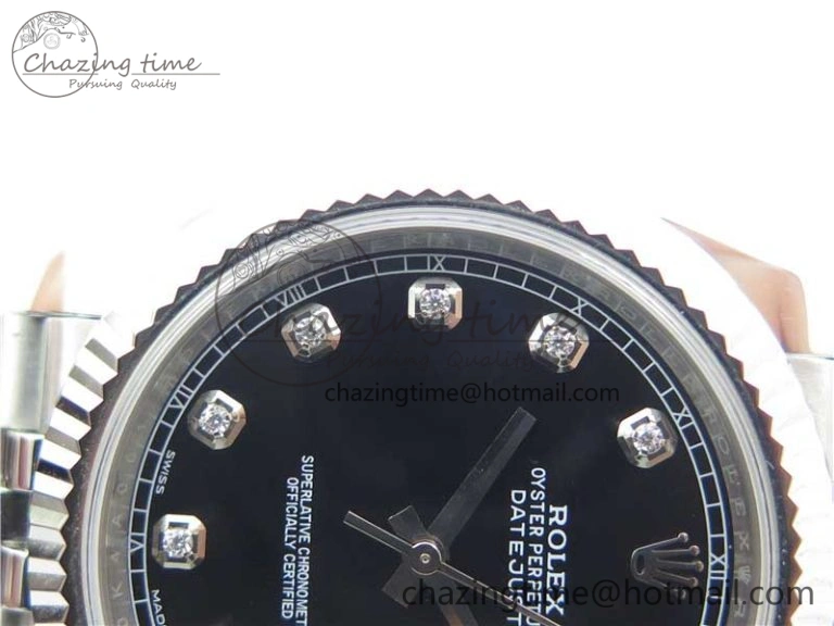 DateJust 126334 SS Noob 1:1 904L Best Edition Black Dial Diamond on Jubilee Bracelet A3235