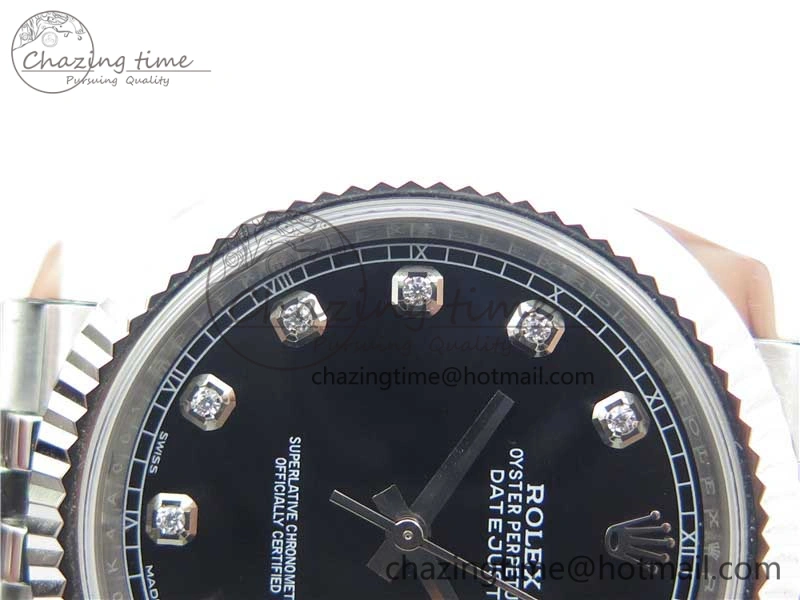 DateJust 126334 SS Noob 1:1 904L Best Edition Black Dial Diamond on Jubilee Bracelet A3235
