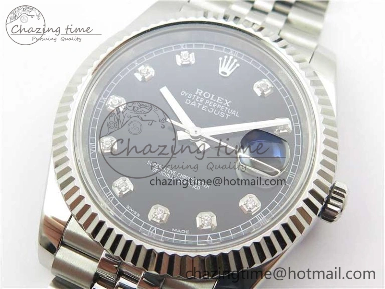 DateJust 126334 SS Noob 1:1 904L Best Edition Black Dial Diamond on Jubilee Bracelet A3235