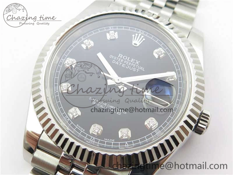 DateJust 126334 SS Noob 1:1 904L Best Edition Black Dial Diamond on Jubilee Bracelet A3235