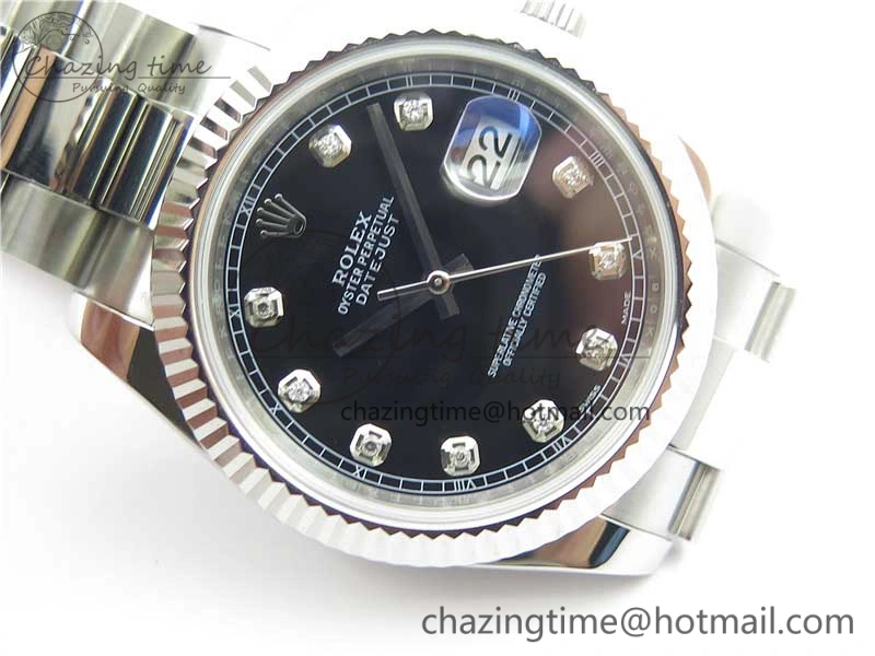 DateJust 126334 SS Noob 1:1 904L Best Edition Black Dial Diamond on Oyster Bracelet A3235