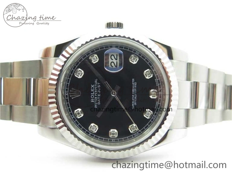 DateJust 126334 SS Noob 1:1 904L Best Edition Black Dial Diamond on Oyster Bracelet A3235