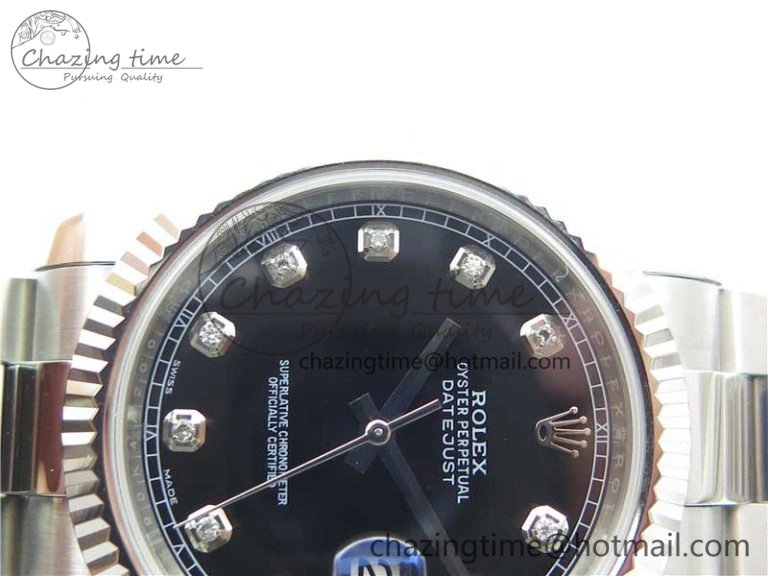 DateJust 126334 SS Noob 1:1 904L Best Edition Black Dial Diamond on Oyster Bracelet A3235