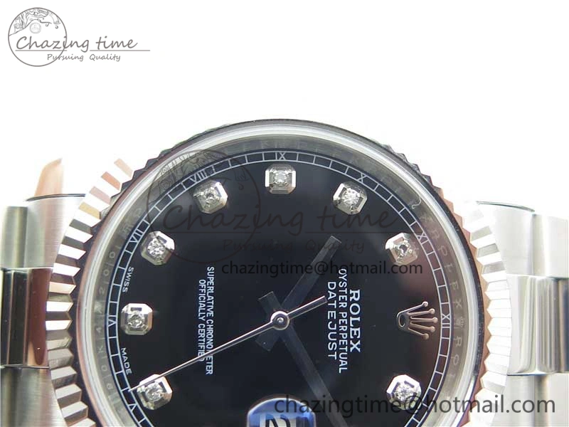 DateJust 126334 SS Noob 1:1 904L Best Edition Black Dial Diamond on Oyster Bracelet A3235
