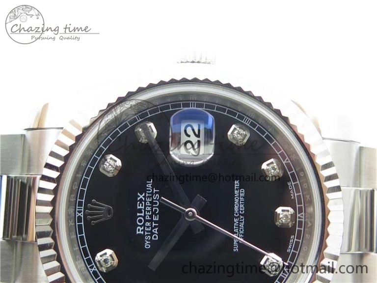 DateJust 126334 SS Noob 1:1 904L Best Edition Black Dial Diamond on Oyster Bracelet A3235