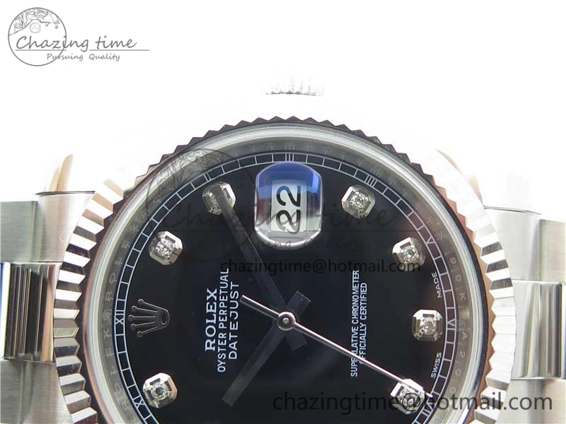 DateJust 126334 SS Noob 1:1 904L Best Edition Black Dial Diamond on Oyster Bracelet A3235