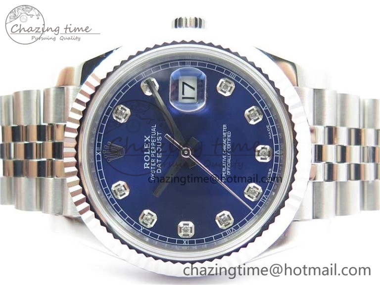 DateJust 126334 SS Noob 1:1 904L Best Edition Blue Dial Diamond on Jubilee Bracelet A3235