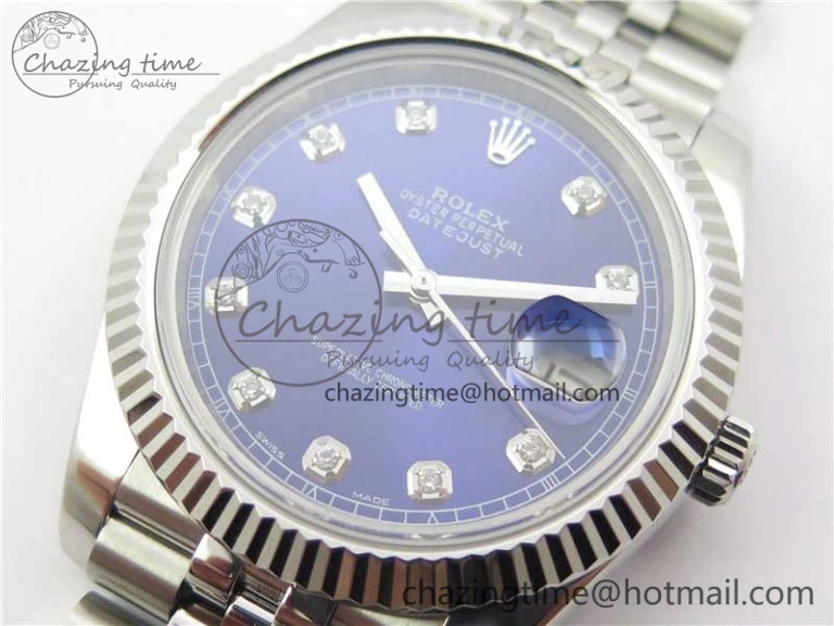 DateJust 126334 SS Noob 1:1 904L Best Edition Blue Dial Diamond on Jubilee Bracelet A3235