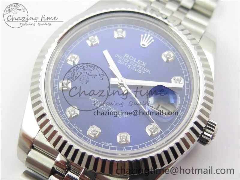 DateJust 126334 SS Noob 1:1 904L Best Edition Blue Dial Diamond on Jubilee Bracelet A3235