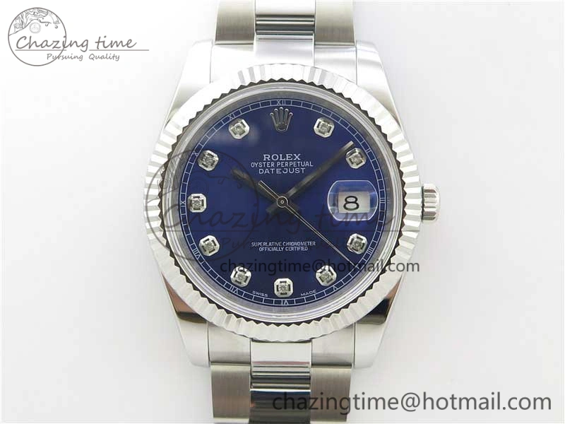 DateJust 126334 SS Noob 1:1 904L Best Edition Blue Dial Diamond on Oyster Bracelet A3235