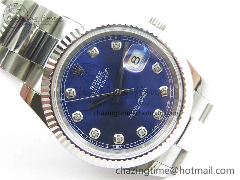 DateJust 126334 SS Noob 1:1 904L Best Edition Blue Dial Diamond on Oyster Bracelet A3235