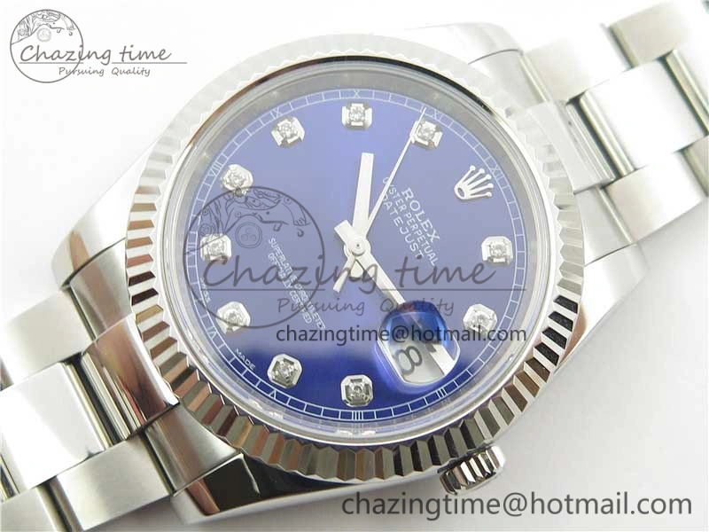 DateJust 126334 SS Noob 1:1 904L Best Edition Blue Dial Diamond on Oyster Bracelet A3235