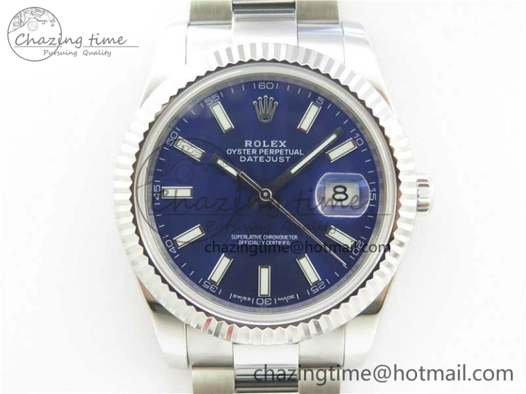 DateJust 126334 SS Noob 1:1 904L Best Edition Blue Dial Stick Markers on Oyster Bracelet A3235