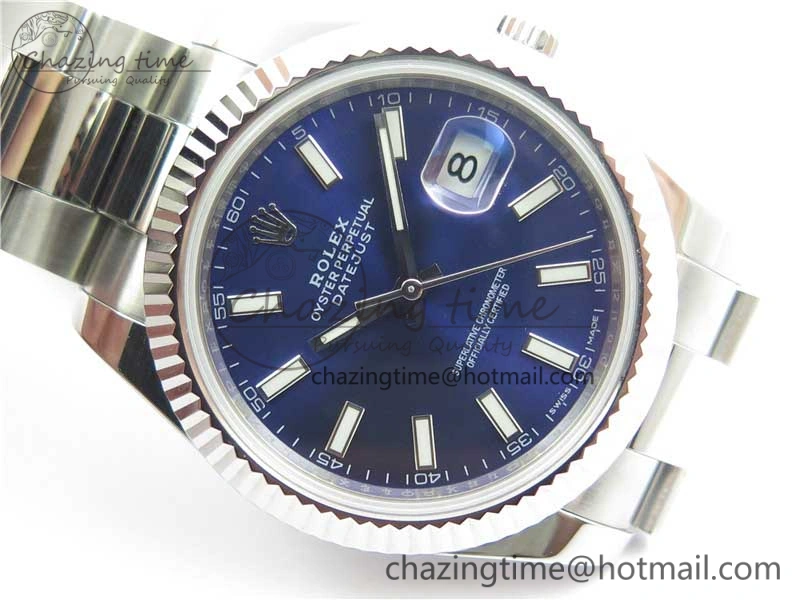 DateJust 126334 SS Noob 1:1 904L Best Edition Blue Dial Stick Markers on Oyster Bracelet A3235