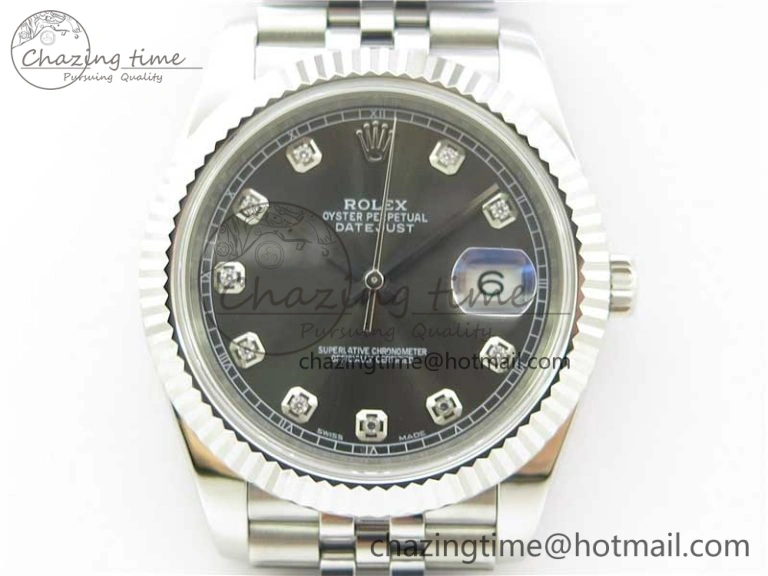 DateJust 126334 SS Noob 1:1 904L Best Edition Gray Dial Diamond on Jubilee Bracelet A3235