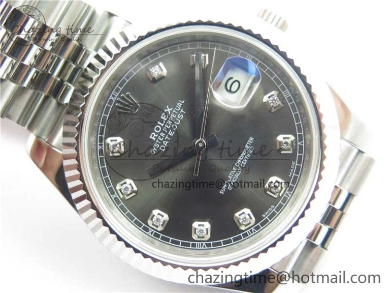 DateJust 126334 SS Noob 1:1 904L Best Edition Gray Dial Diamond on Jubilee Bracelet A3235
