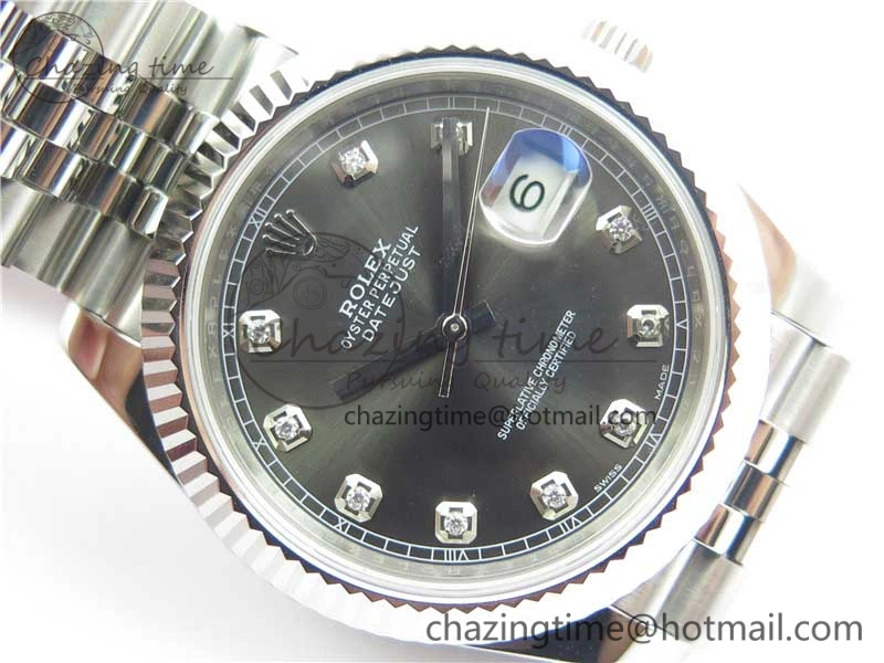 DateJust 126334 SS Noob 1:1 904L Best Edition Gray Dial Diamond on Jubilee Bracelet A3235